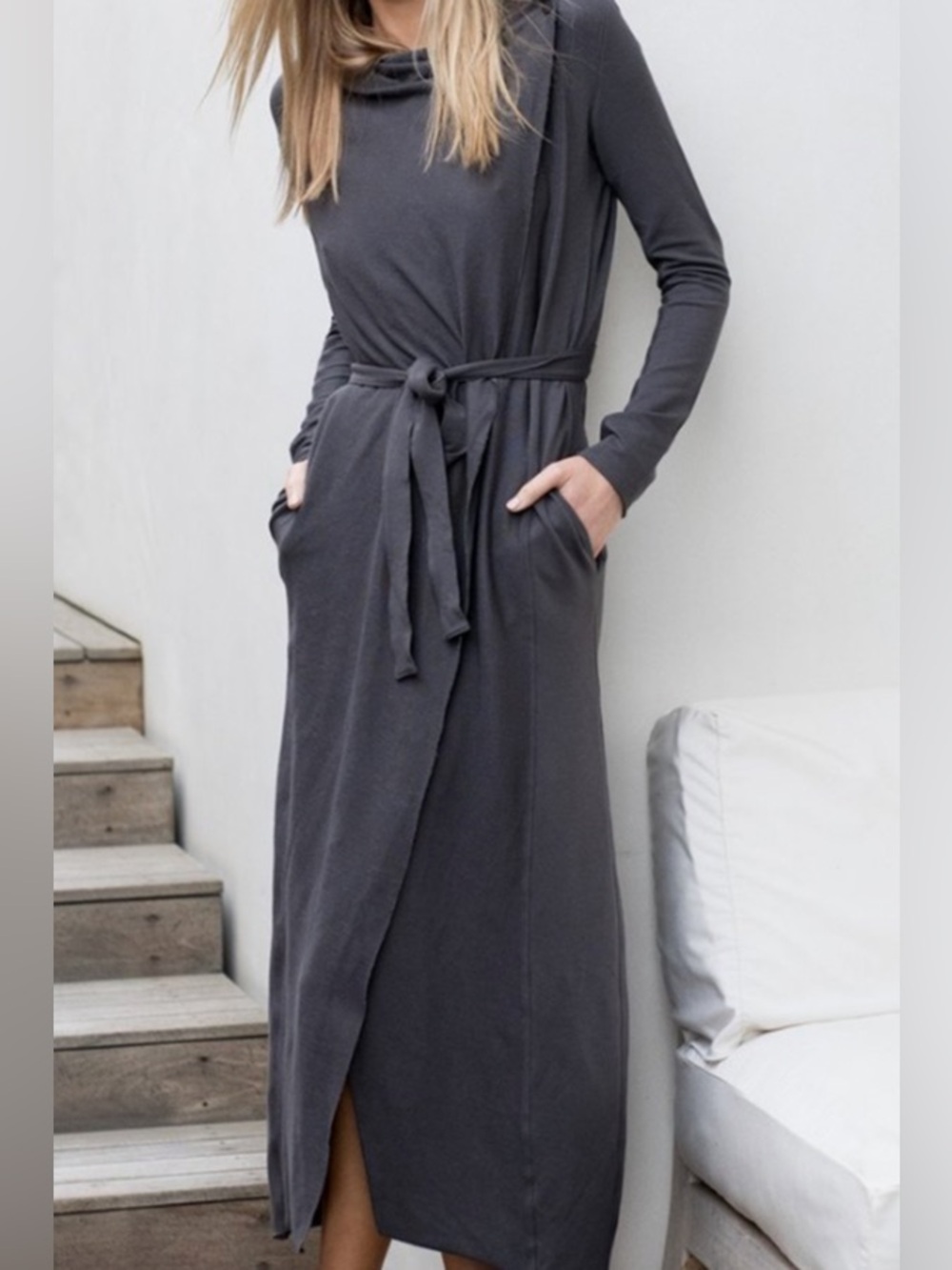 LUNYA The Robe Eclipse Gray Organic Pima Cotton Modal Wrap Robe Women’s M